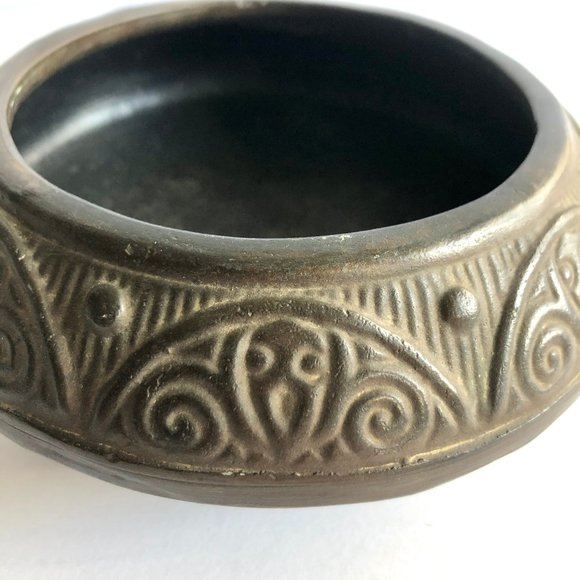 Vintage 30s Tokanabe Pottery Japanese Bonsai Dish Footed Embossed Planter Bowl - Picture 4 of 10